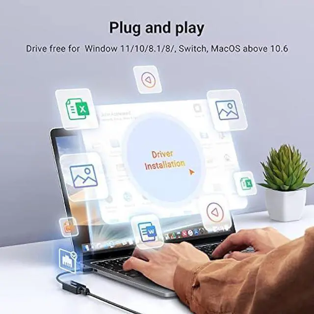 Alt view image 6 of 7 - UGREEN Ethernet Adapter USB to 10 100 Mbps Network Adapter RJ45 Wired LAN Adapter for Laptop PC Compatible with Nintendo Switch Wii Wii U MacBook Chromebook Surface Windows macOS Linux (Black)
