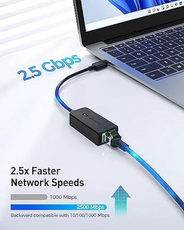 Alt view image 2 of 6 - Cable Matters USB C to 2.5gb Ethernet Adapter, USB-C to 2.5 Gigabit Ethernet Adapter (2.5gb USB C Ethernet Adapter, Ethernet USB C) - Compatible with Thunderbolt 4 for MacBook, Not Work with Mac Mini