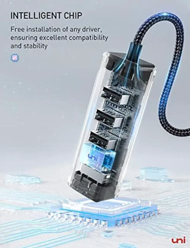 Alt view image 6 of 6 - uni USB C Ethernet Adapter, USB C HUB Ethernet 1Gbps with USB 3.0 [Driver Free] for Hard Drive Keyboard Mouse, Compatible with MacBook Pro/Air, iPad Pro/Air, iMac, Chromebook, Galaxy, XPS etc