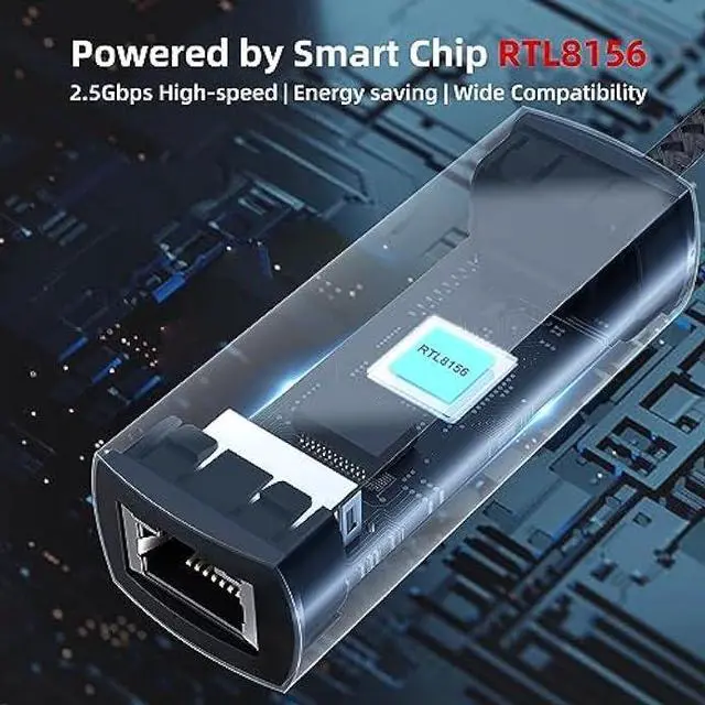Alt view image 3 of 6 - WALNEW USB-C 2.5gb Ethernet Adapter, USBC to RJ45 LAN Connector,2.5 Gigabit Network Cable Converter Thunderbolt 3 for NAS Server,Mac,iMac,MacBook,iPad Pro Air,Dell XPS 17 15,Surface Laptop,Chromebook
