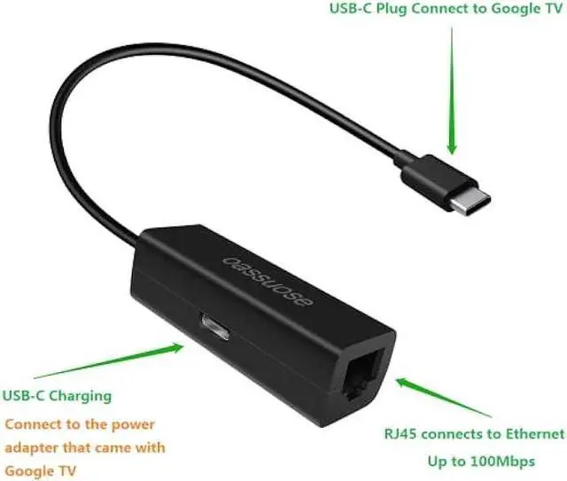 Alt view image 4 of 6 - Ethernet Adapter for chromecast with Google tv,USB C to Ethernet Adapter with Charging Port Compatible with Google TV,Smartphones, Tablets, Android Devices