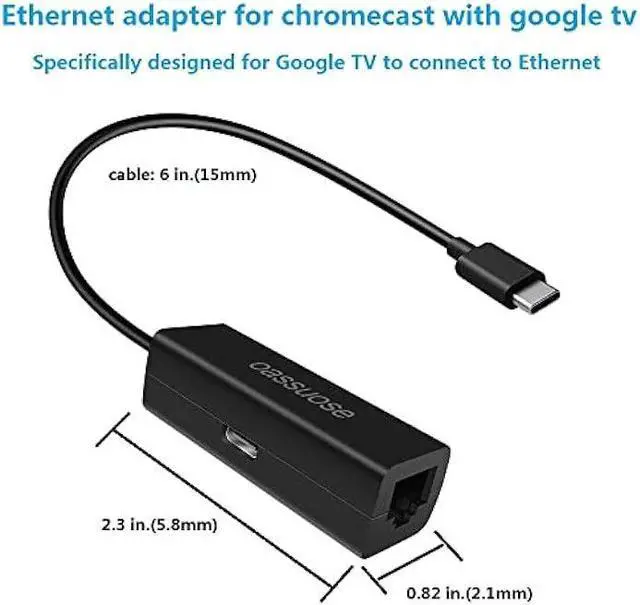 Alt view image 6 of 6 - Ethernet Adapter for chromecast with Google tv,USB C to Ethernet Adapter with Charging Port Compatible with Google TV,Smartphones, Tablets, Android Devices