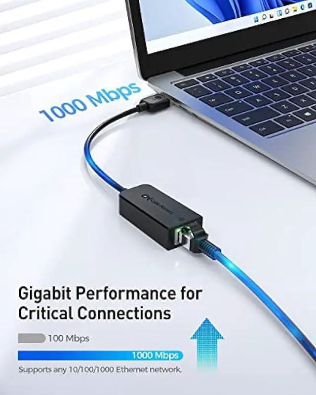 Alt view image 2 of 6 - Cable Matters Plug & Play USB to Ethernet Adapter with PXE, MAC Address Clone Support (USB3.0 to Gigabit Network, Ethernet to USB Adapter for Laptop) Supporting 10/100/1000Mbps