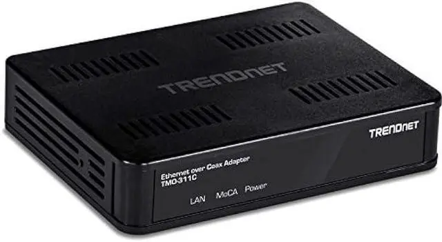 Main image of TRENDnet Ethernet Over Coax Adapter, Backward Compatible with MoCA 2.0, Gigabit LAN Port, Supports Net Throughput Up to 1Gbps, Supports Up to 16 Nodes On One Network, Black, TMO-311C