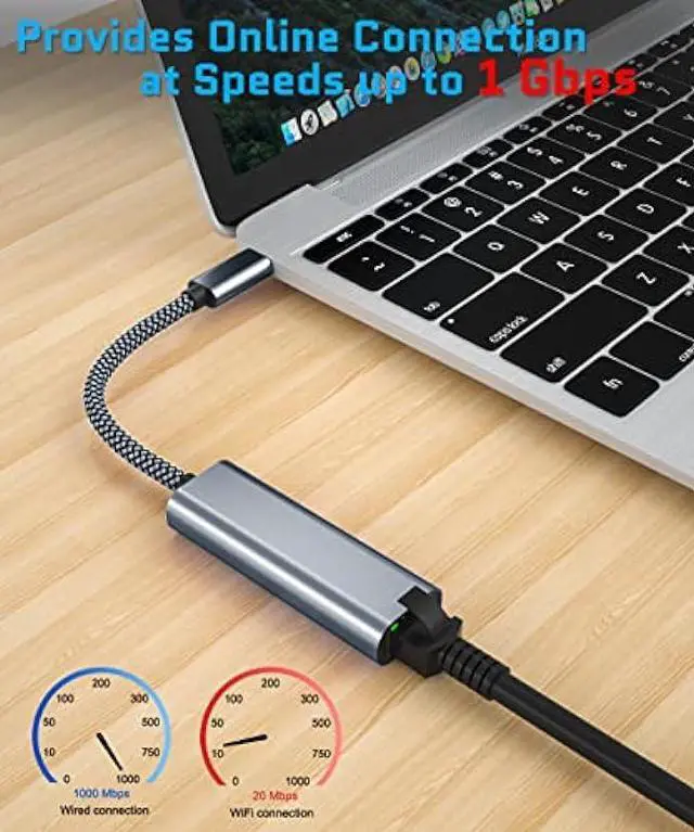 Alt view image 4 of 7 - USB-C Gigabit Ethernet Adapter with Charging Port,Thunderbolt 3 to RJ45 Network Socket with Type-C PD 60W Power Delivery for Chromecast Google TV,MacBook,Mac,iPhone 15,iPad 10 Air 4 5,Dell,Chromebook