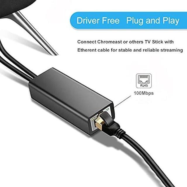Ethernet Adapter for Fire TV Stick Google Home Mini Chromecast and More  Streaming TV Sticks 10/100Mbps Network Micro USB (A) to RJ45 Ethernet  Adapter with USB Power Supply Cable 3.3ft (Gray) 