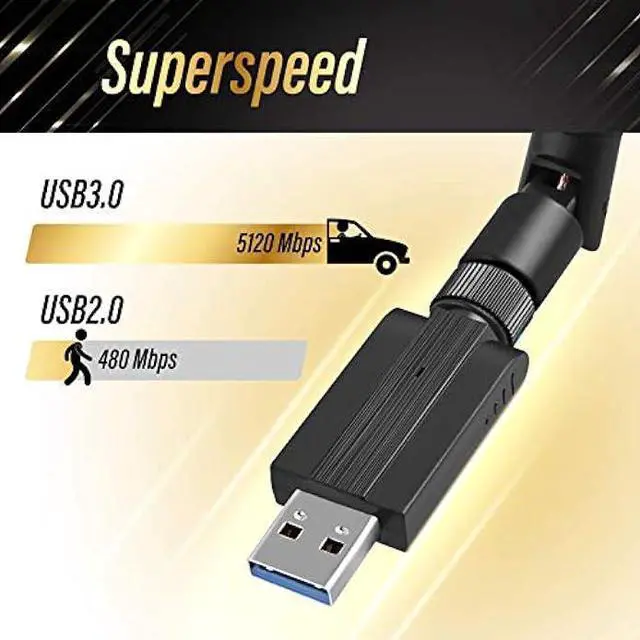 Alt view image 2 of 7 - USB WiFi Adapter  1200M WiFi Dongle High Speed 802.11ac 5dBi Dual Band 2.4/5GHz Wireless Network Adapter for PC/Desktop/Tablet/Laptop, Compatible with Windows, Mac OS X