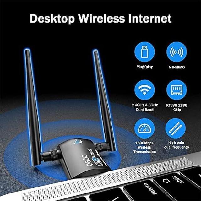  QGOO - Adaptador WiFi para PC, QGOO 1200Mbps USB 3.0