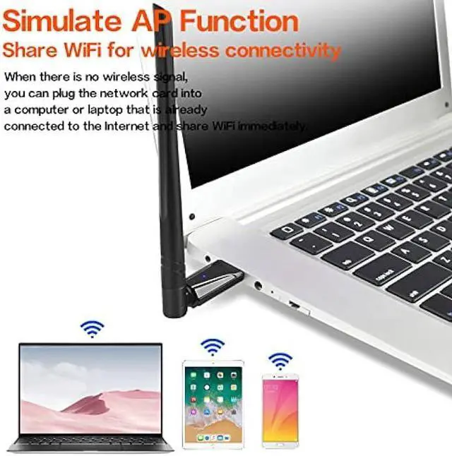 Alt view image 6 of 6 - WiFi USB,PC WiFi Adapter,WiFi Dongle for PC,2.4GHz/5GHz,1300Mbps USB 3.0,High Gain Dual Band 5dBi Antenna, Support Windows 11/10/8.1/8/7/XP, Mac OS 10.9-10.15