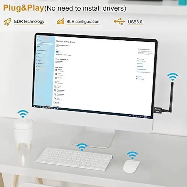 Alt view image 2 of 6 - Long Range Bluetooth Adapter for Desktop PC Plug & Play 5.3 EDR Class 1 USB Bluetooth Dongle Wireless Transfer Transmitter Receiver 328FT/100M for BT Mouse/Keyboard/Headphones Support Win11/10/8.1