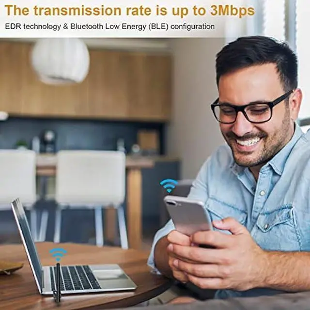 Alt view image 3 of 6 - Long Range Bluetooth Adapter for Desktop PC Plug & Play 5.3 EDR Class 1 USB Bluetooth Dongle Wireless Transfer Transmitter Receiver 328FT/100M for BT Mouse/Keyboard/Headphones Support Win11/10/8.1