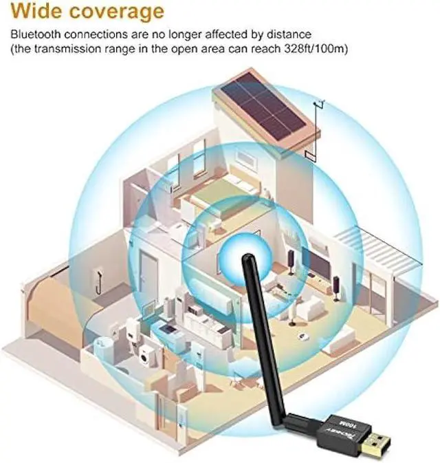 Alt view image 5 of 6 - Long Range Bluetooth Adapter for Desktop PC Plug & Play 5.3 EDR Class 1 USB Bluetooth Dongle Wireless Transfer Transmitter Receiver 328FT/100M for BT Mouse/Keyboard/Headphones Support Win11/10/8.1