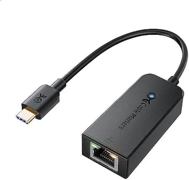 Main image of Cable Matters Plug & Play USB C to Ethernet Adapter with PXE, MAC Address Clone (Thunderbolt to Ethernet Adapter, Gigabit Ethernet to USB C) in Black - Compatible with MacBook Pro, XPS, Surface Pro