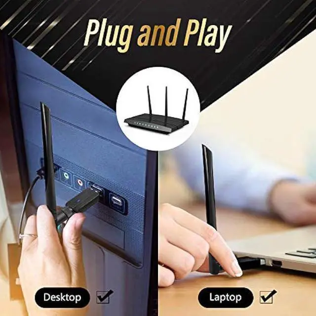 Alt view image 7 of 7 - USB WiFi Adapter  1200M WiFi Dongle High Speed 802.11ac 5dBi Dual Band 2.4/5GHz Wireless Network Adapter for PC/Desktop/Tablet/Laptop, Compatible with Windows, Mac OS X