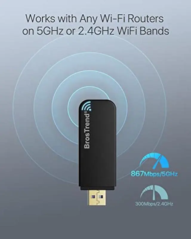 Alt view image 4 of 5 - BrosTrend Linux USB WiFi Adapter 1200Mbps Supports Ubuntu, Mint, Kali, Debian, Kubuntu, Mate, Zorin, PureOS, Raspberry Pi 2+, Windows 11, USB3.0 Wireless Dual Band Wi-Fi 5GHz/867Mbps + 2.4GHz/300Mbps