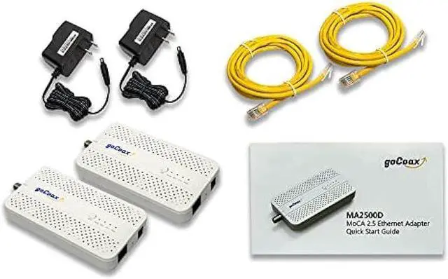 Alt view image 3 of 5 - goCoax MoCA 2.5 Adapter with 2.5GbE Ethernet Port. MoCA 2.5. 1x 2.5GbE Port. Provide 2.5Gbps Bandwidth with existing coaxial Cables. White(2-Pack, MA2500D)