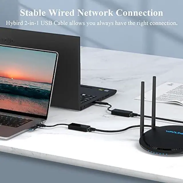 Alt view image 3 of 6 - USB C to 2.5G Ethernet Adapter, WAVLINK 2-in-1 USB 3.2 Type A/Type C (Thunderbolt 3/4) to 2.5 Gigabit Ethernet Adapter RJ45 LAN Network Converter for Windows, Mac OS, iPad OS and More