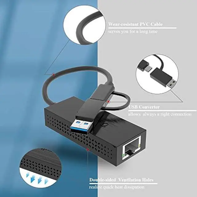 Alt view image 4 of 6 - USB C to 2.5G Ethernet Adapter, WAVLINK 2-in-1 USB 3.2 Type A/Type C (Thunderbolt 3/4) to 2.5 Gigabit Ethernet Adapter RJ45 LAN Network Converter for Windows, Mac OS, iPad OS and More