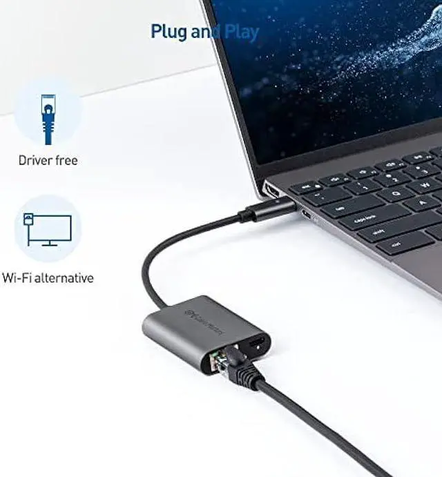 Alt view image 4 of 7 - Cable Matters USB C to 2.5 Gigabit Ethernet Adapter with Charging 100W, 2.5g Ethernet to USB-C Adapter (2.5gbps Ethernet Port) - Compatible with MacBook Pro, iPad Pro, XPS, Microsoft Surface Pro