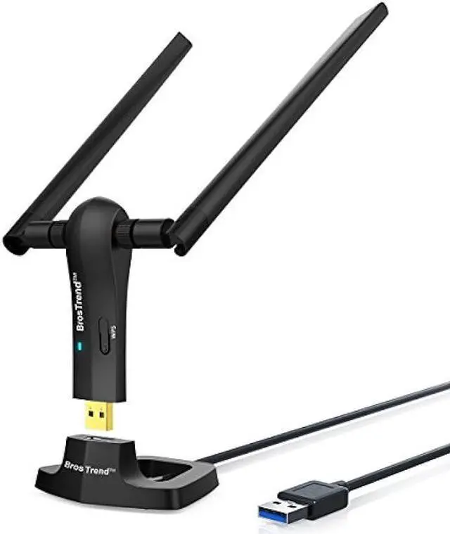 Main image of BrosTrend 1200Mbps Long Range USB WiFi Adapter for PC Desktop Laptop of Windows 11/10/8.1/8/7, Wireless Adapter Dual Band 2.4GHz 300Mbps + 5GHz 867Mbps, 2X 5dBi High Gain Antennas, USB 3.0 Cradle