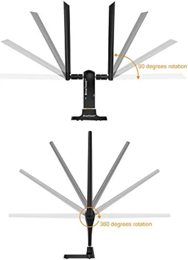 Alt view image 5 of 5 - BrosTrend 1200Mbps Long Range USB WiFi Adapter for PC Desktop Laptop of Windows 11/10/8.1/8/7, Wireless Adapter Dual Band 2.4GHz 300Mbps + 5GHz 867Mbps, 2X 5dBi High Gain Antennas, USB 3.0 Cradle