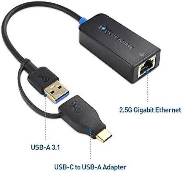 Alt view image 3 of 6 - Cable Matters USB C to 2.5 Gigabit Ethernet Adapter, USB to 2.5 Gigabit Ethernet Adapter, Not Compatible with M2 Macs (2.5g Ethernet to USB, 2.5gbps Ethernet Port) -Compatible with Thunderbolt 4 USB 4