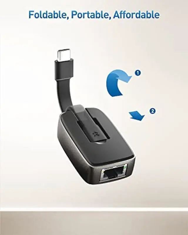 Alt view image 3 of 7 - Cable Matters Portable USB C to Ethernet Adapter Gigabit, Foldable Ethernet to USB C, Thunderbolt to Ethernet Adapter - Thunderbolt 4, USB 4 Compatible for iPhone 15 MacBook Pro, iPhone 15, iPad, XPS