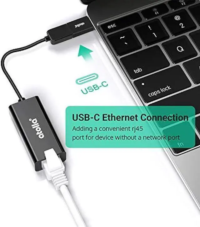 Alt view image 3 of 6 - USB to Ethernet Adapter, atolla USB 3.0/Type-C to Ethernet Gigabit Ethernet LAN Network Adapter, Compatible for MacBook Pro/Air, Dell XPS and More