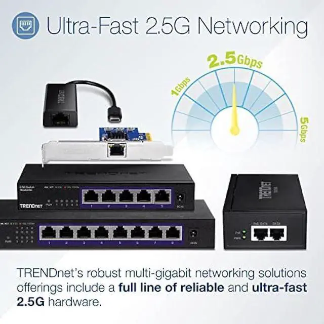 Alt view image 5 of 6 - TRENDnet 2.5G PoE+ Injector, TPE-215GI, PoE (15.4W) or PoE+ (30W), Converts a non-PoE Port to a PoE+ 2.5G Port, 2.5GBASE-T Compliant, Integrated Power Supply, Network a PoE device upto 100m, Black