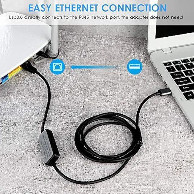 Alt view image 2 of 7 - Moyina USB3.0 to RJ45 Gigabit Ethernet Network Cable for Switch, Router, Gateway, Modem with MacBook,Windows, Chromebook,Surface Pro, Linux