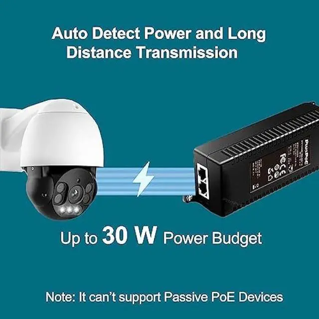 Alt view image 3 of 5 - Gigabit PoE+ Injector, IEEE 802.3at/af, Non-PoE to PoE Adapter Supplies PoE (15.4W) or PoE+ (30W), Desktop/Wall-Mount Distance Up to 328 ft