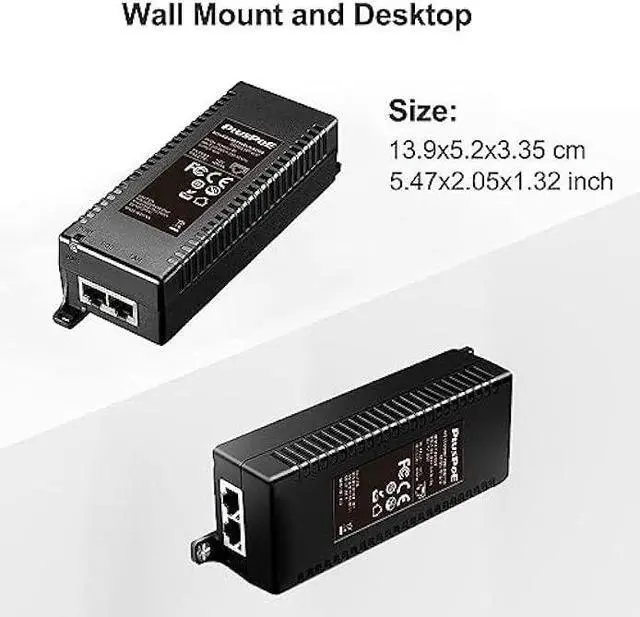 Alt view image 4 of 5 - Gigabit PoE+ Injector, IEEE 802.3at/af, Non-PoE to PoE Adapter Supplies PoE (15.4W) or PoE+ (30W), Desktop/Wall-Mount Distance Up to 328 ft