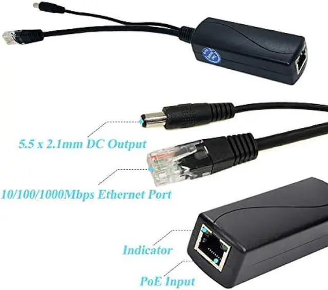 Alt view image 2 of 6 - REVODATA Gigabit PoE Splitter 12V 2A Output with IEEE 802.3af/at Standard Compliant 10,100,1000Mbps Power Over Ethernet Splitter Adapter for Security Camera CCTV Surveillance 5.5x2.1mm DC PlugPS5712TG
