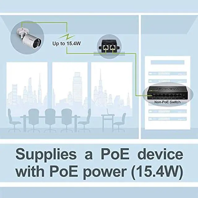 Alt view image 5 of 6 - TRENDnet Gigabit Power Over Ethernet Injector, Full Duplex Gigabit Speeds, 1 x Gigabit Ethernet Port, 1 x PoE Gigabit Ethernet Port, Network Devices Up To 100M (328 ft), 15.4W, Black, TPE-113GI