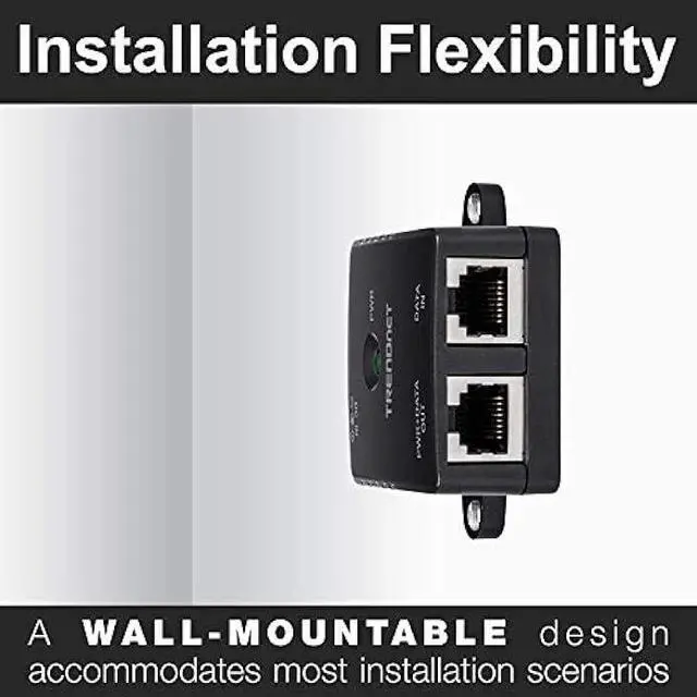 Alt view image 6 of 6 - TRENDnet Gigabit Power Over Ethernet Injector, Full Duplex Gigabit Speeds, 1 x Gigabit Ethernet Port, 1 x PoE Gigabit Ethernet Port, Network Devices Up To 100M (328 ft), 15.4W, Black, TPE-113GI