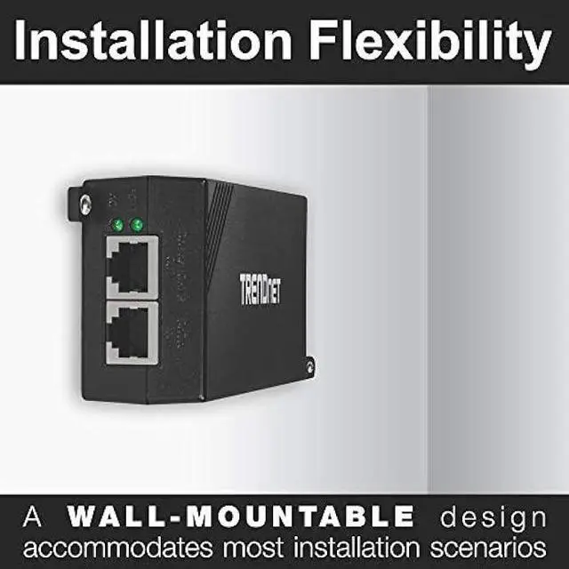 Alt view image 6 of 7 - TRENDnet Gigabit Power Over Ethernet Plus Injector, Converts Non-Poe Gigabit To Poe+ Or PoE Gigabit, Supplies PoE (15.4W) Or PoE+ (30W) Power Network Distances Up To 100M (328 ft.), Black, TPE-115GI