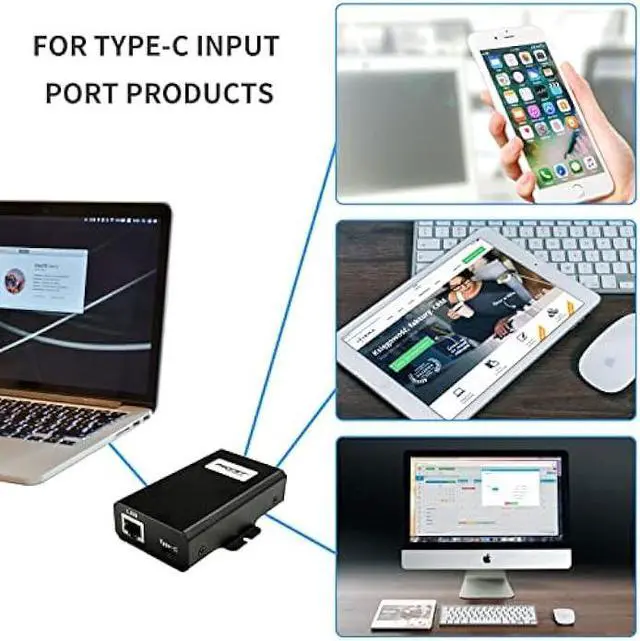 Alt view image 5 of 6 - Procet Gigabit USB c to ethernet poe Splitter,IEEE802.3at PoE+ Input to USBC Device 5V,9V,12V,15V,20V up to 27W,PT-PTC-at poe Splitter Suitable for Computers, iPad, MacBook, Google WiFi