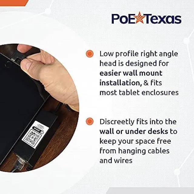 Alt view image 3 of 6 - PoE Texas PoE Power and Ethernet Adapter for Apple Tablets and Phones for POS, Digital Signage, & More - 802.3af POE to 5 Volt Splitter - Extends Charging & Data Delivery Up to 328 Feet
