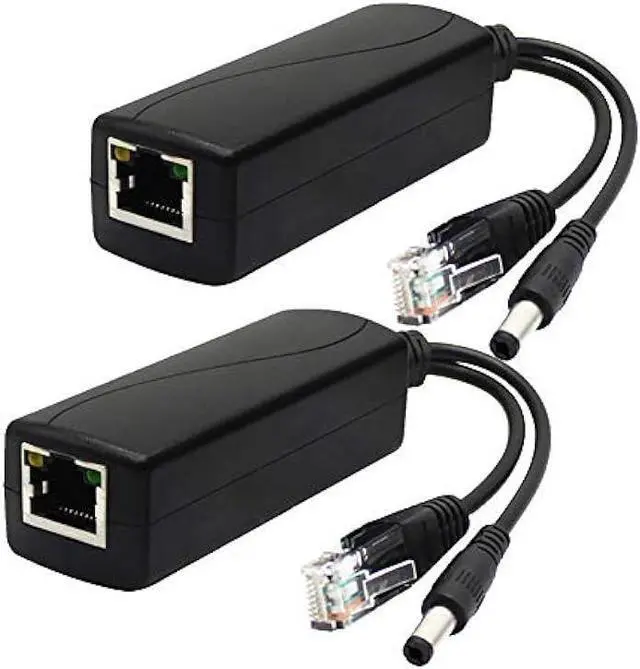 Main image of ANVISION 2-Pack Active 12V PoE Splitter Adapter, Plug 5.5mm x 2.5mm, IEEE 802.3af Compliant 10/100Mbps, for IP Camera AP Voip Phone and More