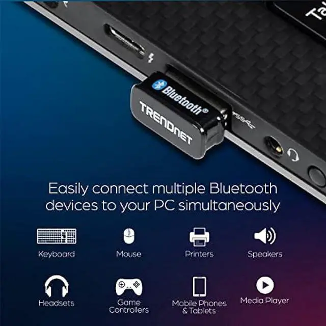 Alt view image 4 of 6 - TRENDnet Micro Bluetooth 5.0 USB Adapter, Supports Basic Rate(BR), Bluetooth Low Energy(BLE), Enhanced Data Rate(EDR), 100m (328ft.) Range, Supports Windows OS, Black, TBW-110UB