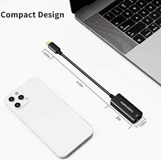 Alt view image 5 of 7 - CableCreation USB C to 2.5G Ethernet Adapter, USB C 3.1 to RJ45 2.5 Gigabit LAN Thunderbolt 3, Compatible with MacBook Pro MacBook Air iPad Pro Surface Pro 7 Dell XP15 13 Chromebook Windows Mac OS