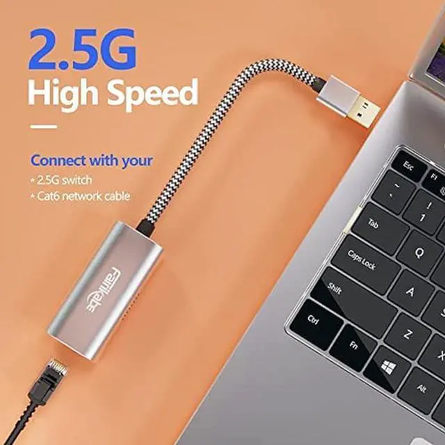 Alt view image 5 of 7 - 2.5G USB to Ethernet Adapter, Fairikabe USB 3.0 to RJ45 Ethernet Adapter, Gigabit LAN Adapter for Nintendo Switch, Xbox 360, Laptop, Computer, Mac, Chromebook, Microsoft Surface