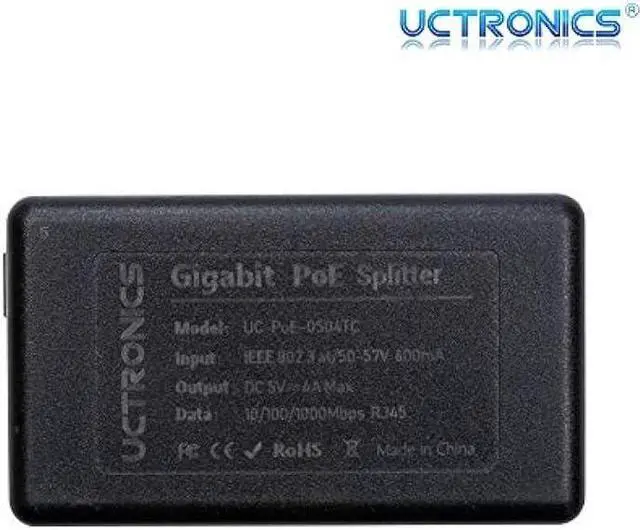 Alt view image 5 of 7 - UCTRONICS USB-C PoE Splitter Gigabit, PoE to USB-C 5V/4A Power Supply for Raspberry Pi 4 and More, 802.3at Power Over Ethernet to USB Type-C Adapter