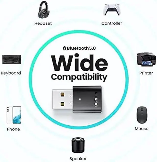 Alt view image 5 of 6 - UGREEN USB Bluetooth Adapter for PC, 5.0 Bluetooth Dongle Receiver [Windows 11/10/8.1 Driver-Free], Compatible with Desktop, Laptop, Mouse, Keyboard, Headsets, Speakers, PS4/ Xbox Controllers