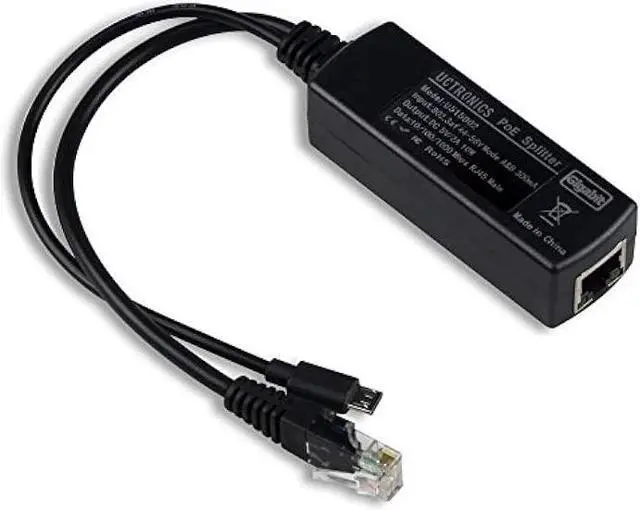 Main image of UCTRONICS PoE Splitter Gigabit 5V - Micro USB Power and Ethernet to Raspberry Pi 3B+, Work with Echo Dot, Most Micro USB Security Camera and Tablet - IEEE 802.3af Compliant