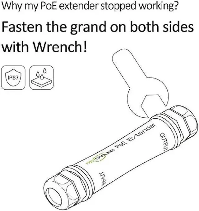 Alt view image 3 of 5 - FASTCALBING Waterproof Direct Burial PoE Extender for IP Camera, Ethernet Extension Breaking 100m Distance Limit, Outdoor PoE Repeater, IEEE 802.3af/at/bt, PoE+, Plug and Play