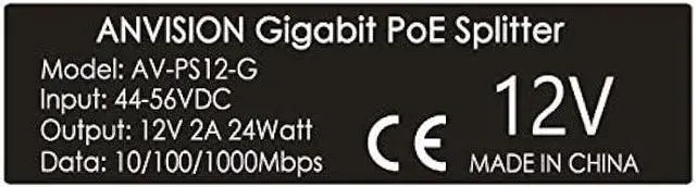 Alt view image 6 of 6 - ANVISION 2-Pack Gigabit PoE Splitter, 48V to 12V 2A Ethernet Adapter, for Security Camera, AP, Voip and More, AV-PS12-G