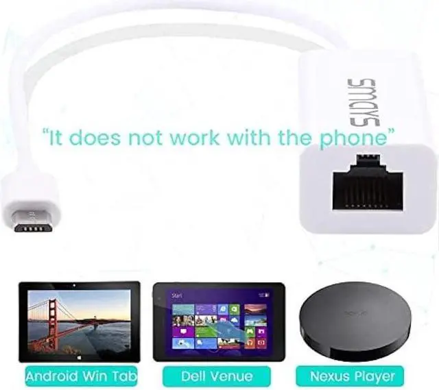 Alt view image 2 of 6 - Micro USB Ethernet Adapter for Android Windows Tablet, Nexus Player, Dell Venue - Wired LAN Connection