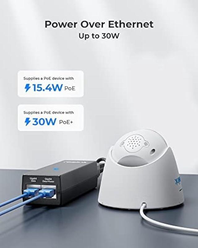 Alt view image 5 of 6 - Reolink Gigabit PoE Injector, Convert Non-PoE to PoE, Supplies PoE+ (30W) or PoE (15.4W), Distance up to 100m, Plug & Play, Suitable for Reolink PoE Cameras/Reolink Video Doorbell PoE, P030U05