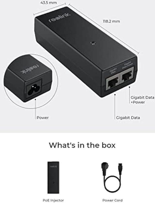 Alt view image 6 of 6 - Reolink Gigabit PoE Injector, Convert Non-PoE to PoE, Supplies PoE+ (30W) or PoE (15.4W), Distance up to 100m, Plug & Play, Suitable for Reolink PoE Cameras/Reolink Video Doorbell PoE, P030U05